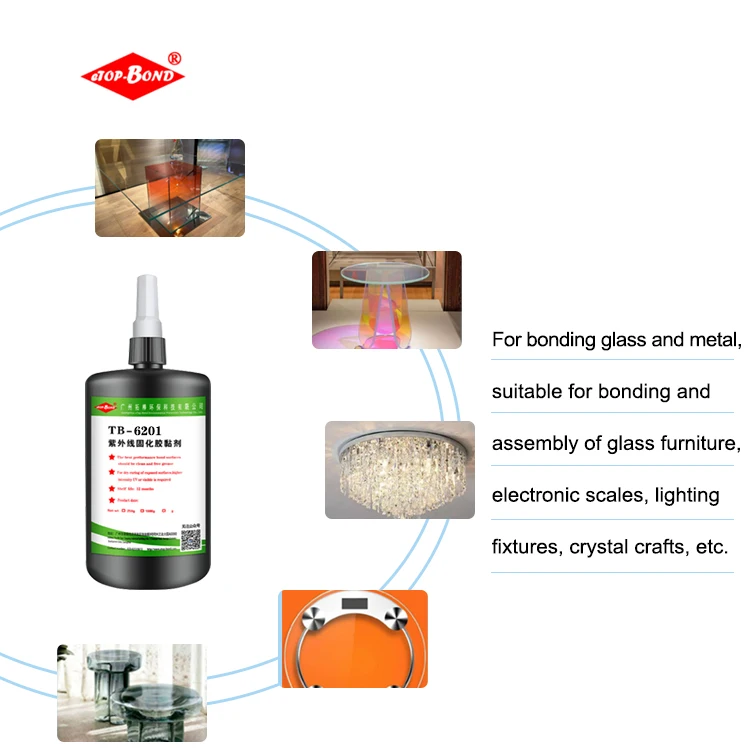 UV Adhesive for Glass Furniture Lighting, Yellowing Resistant Glass to Metal UV Curing High Bond Strength - Image 3