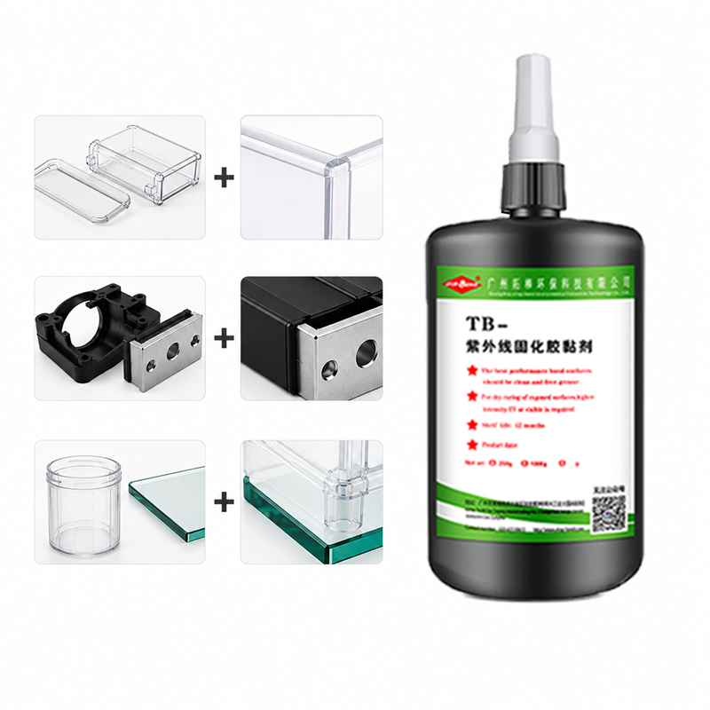 UV Glue for Plastic to Metal Bonding High Strength Low Odor Fast UV Curing Impact Resistant Non-yellowing Glue