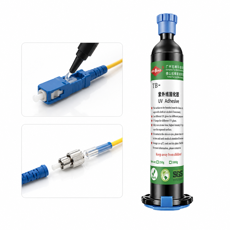 Fiber Optic UV Adhesive for Connector Bonding, Low Shrinkage & Optical Stability